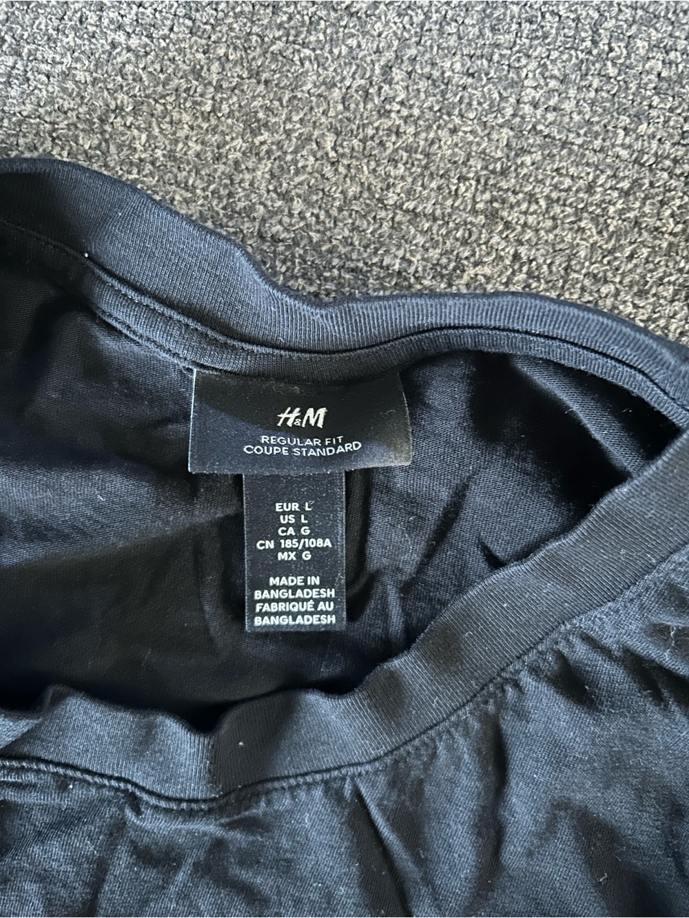H&M Black Crewneck Regular Fit Tee
